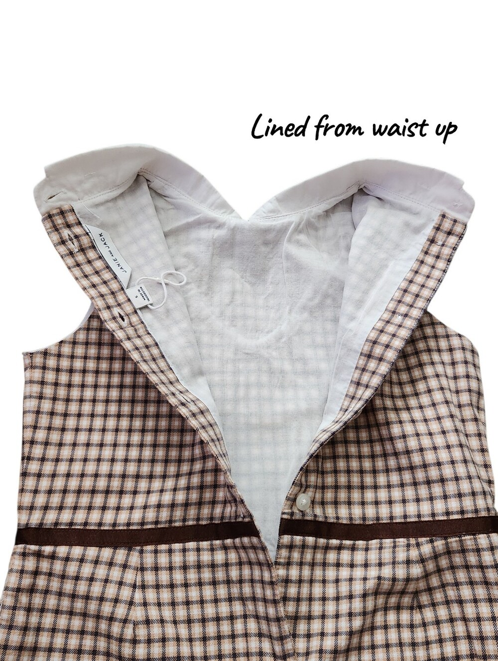 Janie and Jack Little Girls Size 5 Brown Houndstooth Jumpsuit Peter Pan Collar - Picture 8 of 15